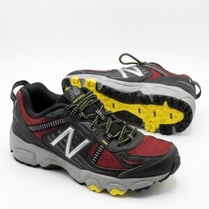 New Balance Men's Red, Black & Gray Trail Running Shoes with Yellow Outsoles